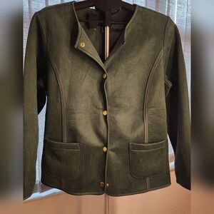 Susan Graver Deep Green Blazer with Gold Accents